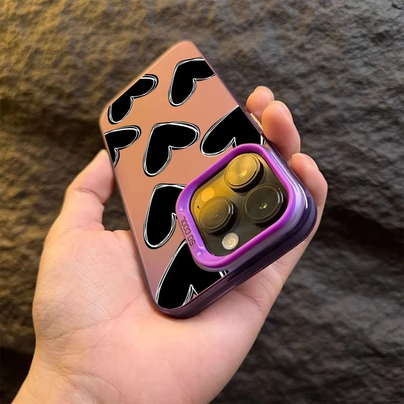 Luxury Apple iPhone Case, MagSafe Compatible, Camera Lens and Screen Protection, Ultra Thin, Shockproof, Magnetic, Full All Around Protection, Electroplate Heart Silver Cover