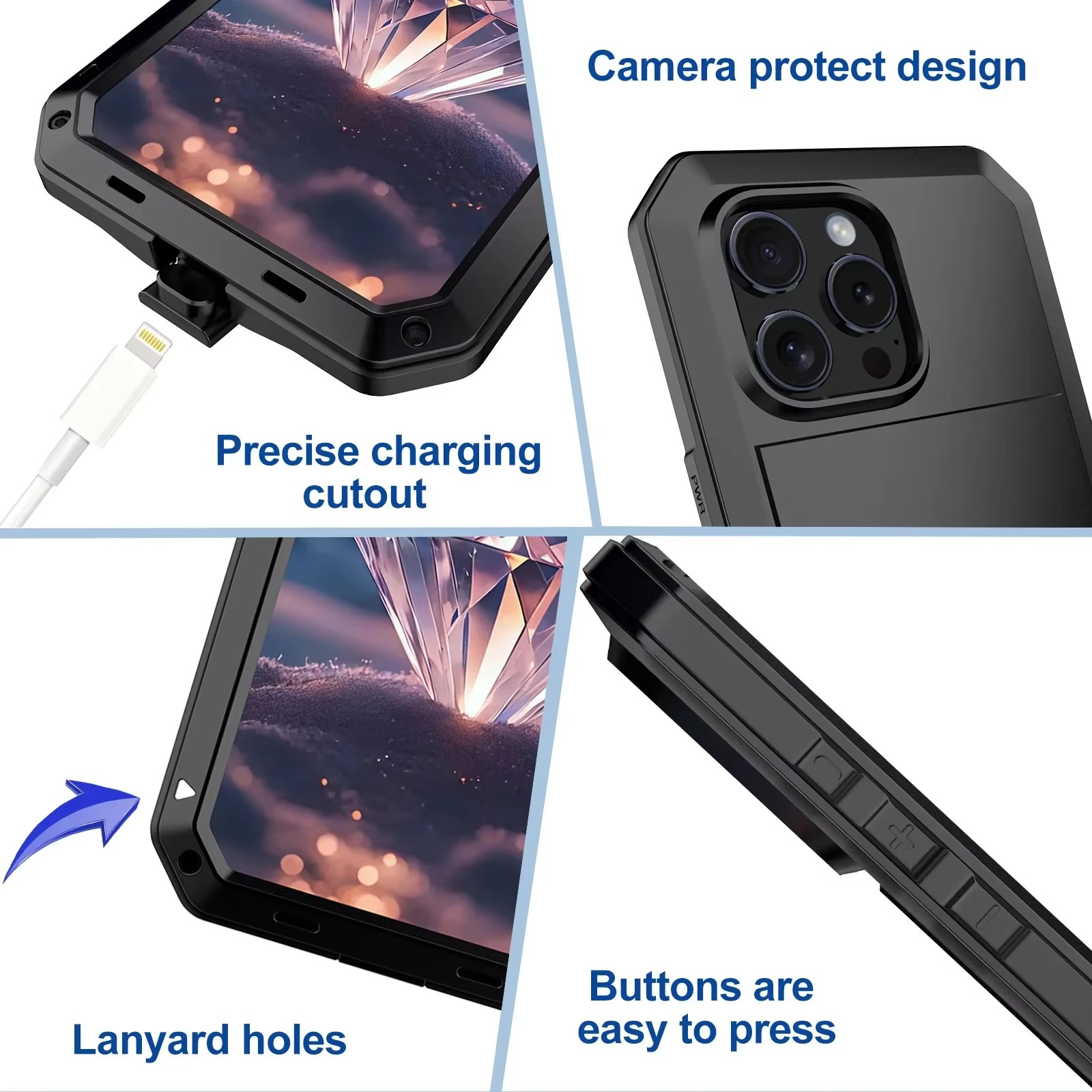 Robust Apple iPhone Case, MagSafe Compatible, Camera Lens and Screen Protection, Ultra Thin, Shockproof, Magnetic, Full All Around Protection, Metal Screw Bumper Cover