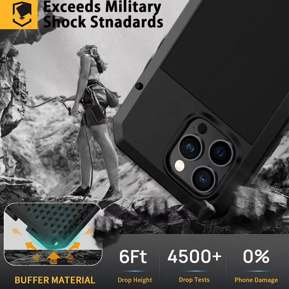 Premium Apple iPhone Case, MagSafe Compatible, Camera Lens and Screen Protection, Ultra Thin, Shockproof, Magnetic, Full All Around Protection, Full Metal Protective Case