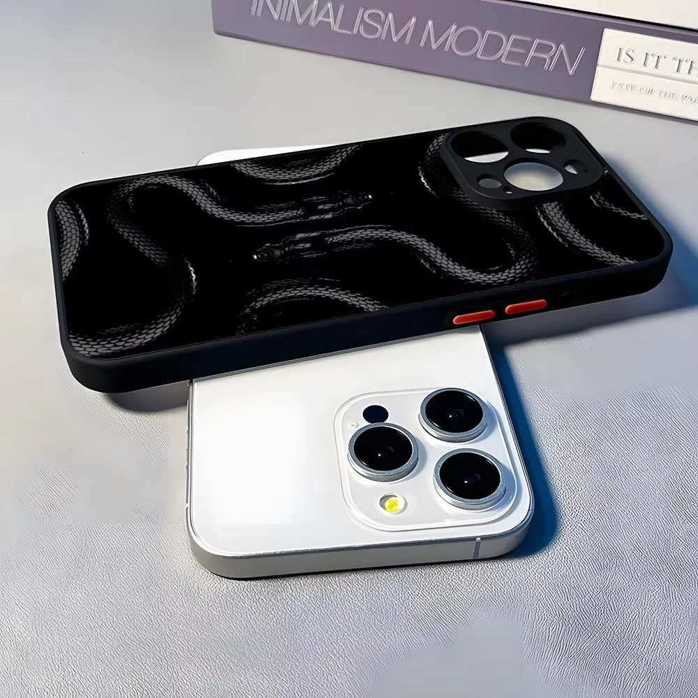 Luxury Apple iPhone Case, MagSafe Compatible, Camera Lens and Screen Protection, Ultra Thin, Shockproof, Magnetic, Full All Around Protection, Black Gold Snake Cover