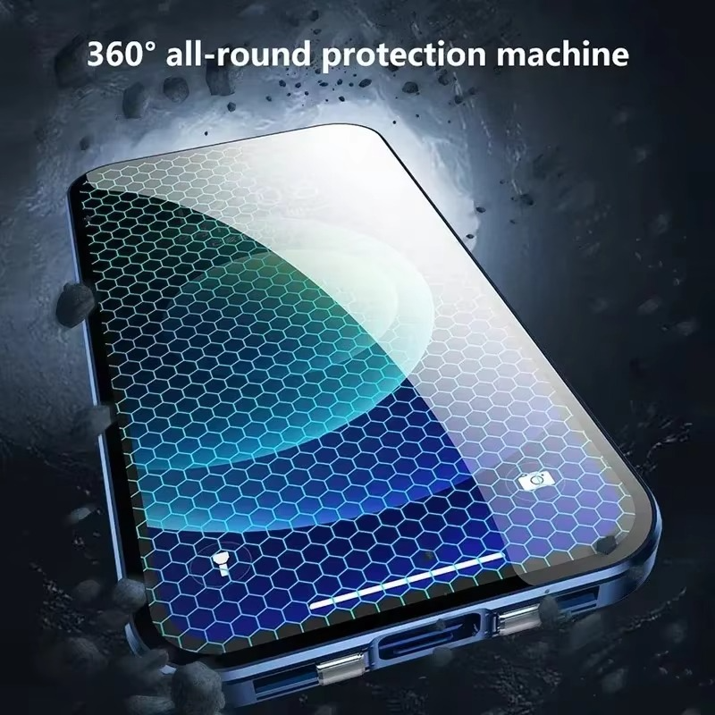 Luxury Apple iPhone Case, MagSafe Compatible, Camera Lens and Screen Protection, Ultra Thin, Shockproof, Magnetic, Full All Around Protection, Privacy Glass Snap Case