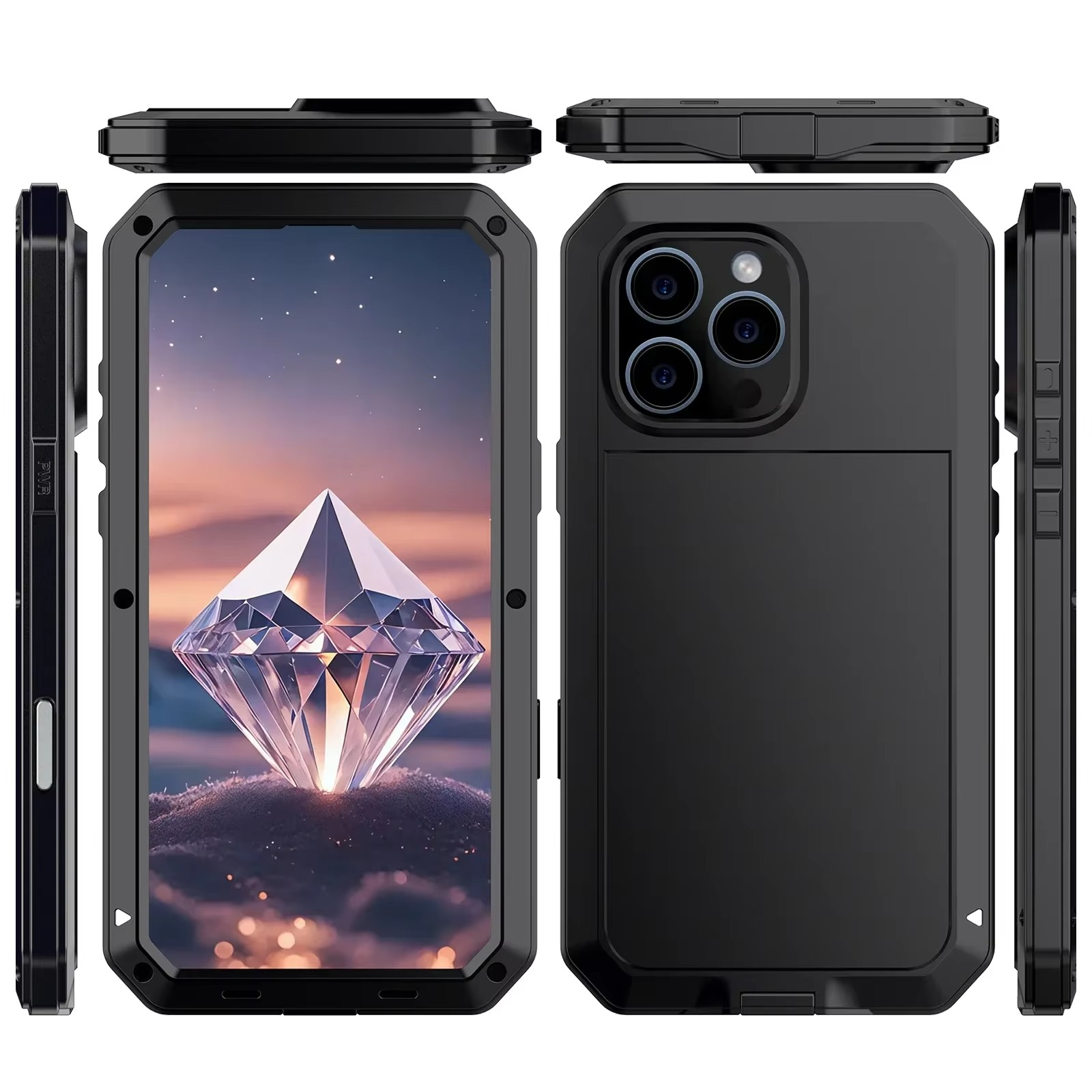 Robust Apple iPhone Case, MagSafe Compatible, Camera Lens and Screen Protection, Ultra Thin, Shockproof, Magnetic, Full All Around Protection, Metal Screw Bumper Cover