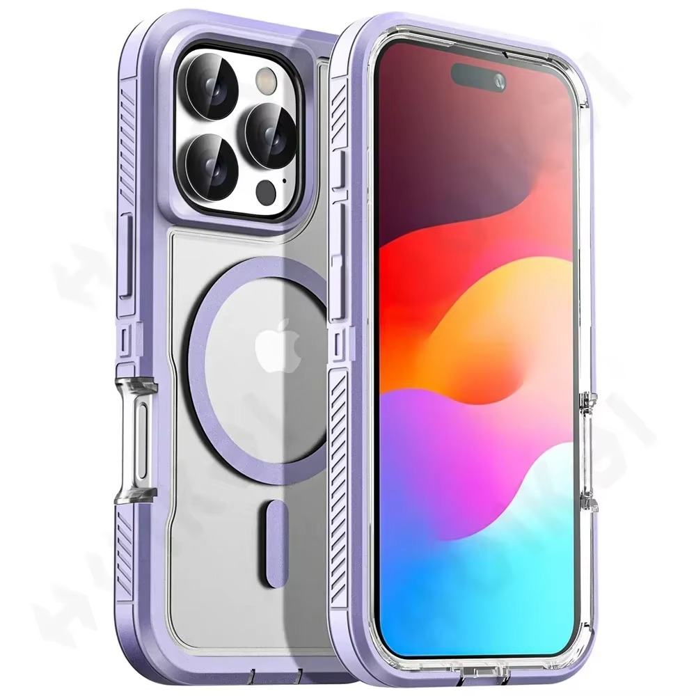 Premium Apple iPhone Case, MagSafe Compatible, Camera Lens and Screen Protection, Ultra Thin, Shockproof, Magnetic, Full All Around Protection, Heavy Duty Stand Cover