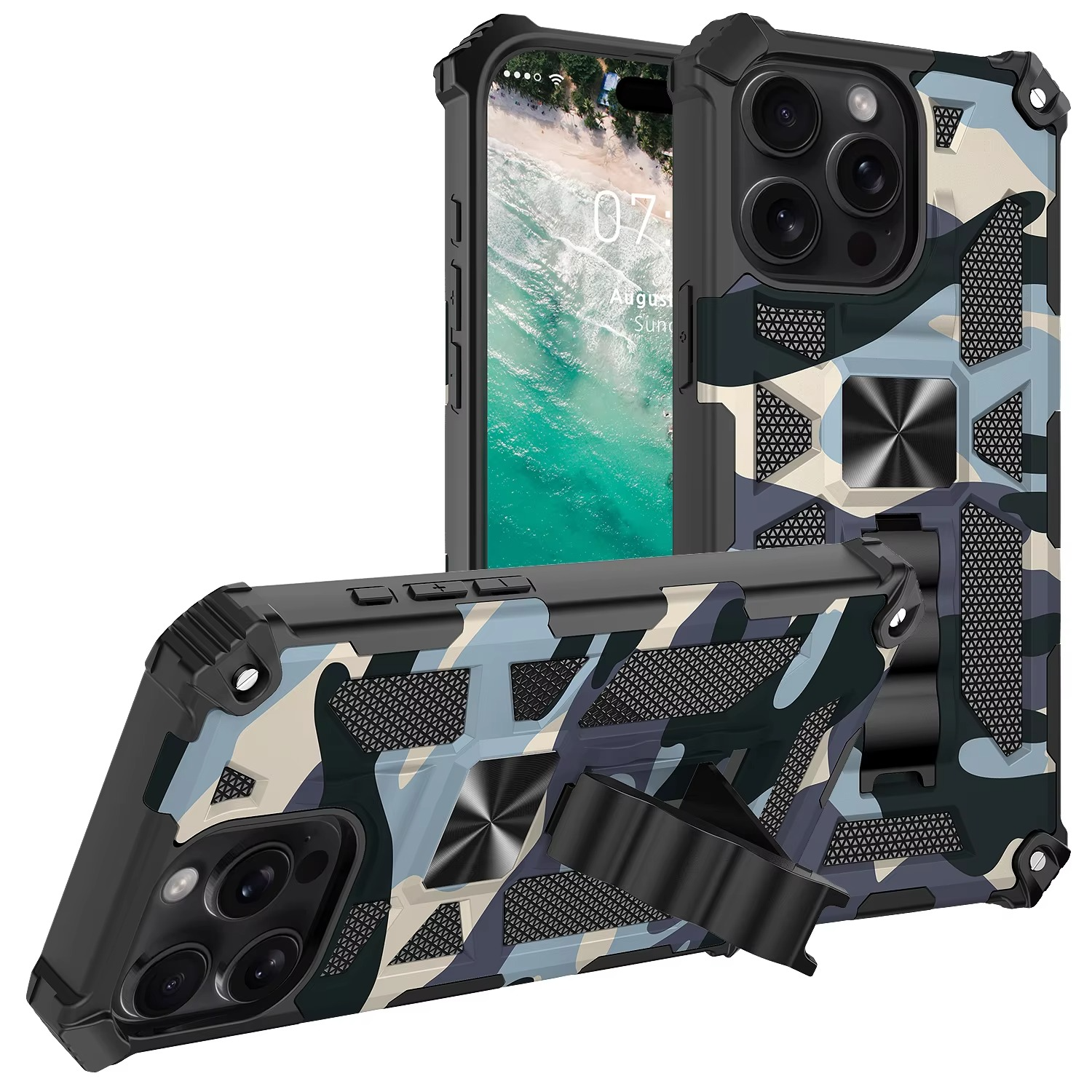 Robust Apple iPhone Case, MagSafe Compatible, Camera Lens and Screen Protection, Ultra Thin, Shockproof, Magnetic, Full All Around Protection, Camouflage Armor Cover