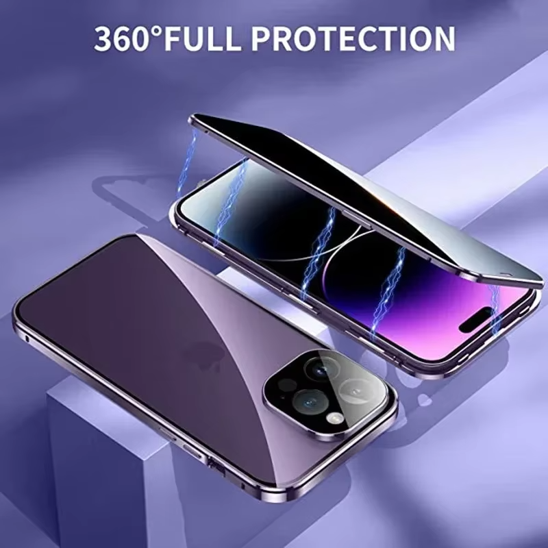 Premium Apple iPhone Case, MagSafe Compatible, Camera Lens and Screen Protection, Ultra Thin, Shockproof, Magnetic, Full All Around Protection, Double-Sided Privacy Cover