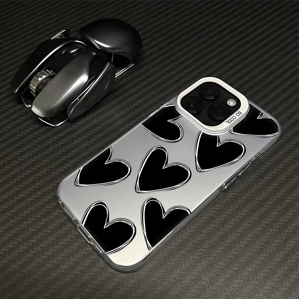 Luxury Apple iPhone Case, MagSafe Compatible, Camera Lens and Screen Protection, Ultra Thin, Shockproof, Magnetic, Full All Around Protection, Electroplate Heart Silver Cover