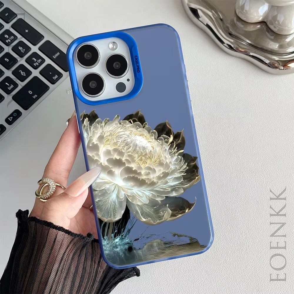 Luxury Apple iPhone Case, MagSafe Compatible, Camera Lens and Screen Protection, Ultra Thin, Shockproof, Magnetic, Full All Around Protection, Lotus Flower Plated Armor Cover