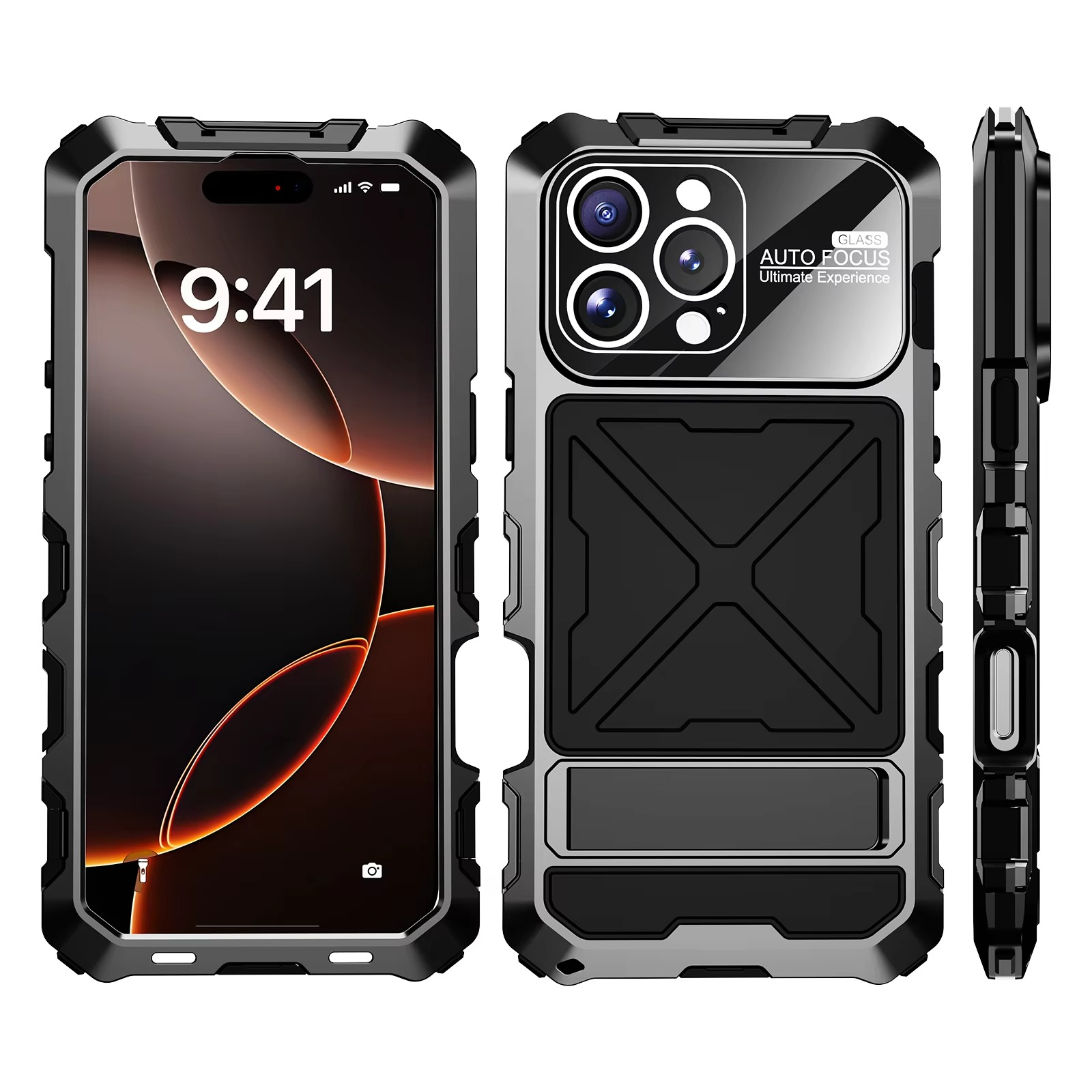 Robust Apple iPhone Case, MagSafe Compatible, Camera Lens and Screen Protection, Ultra Thin, Shockproof, Magnetic, Full All Around Protection, 360 Metal Lock Glass Cover