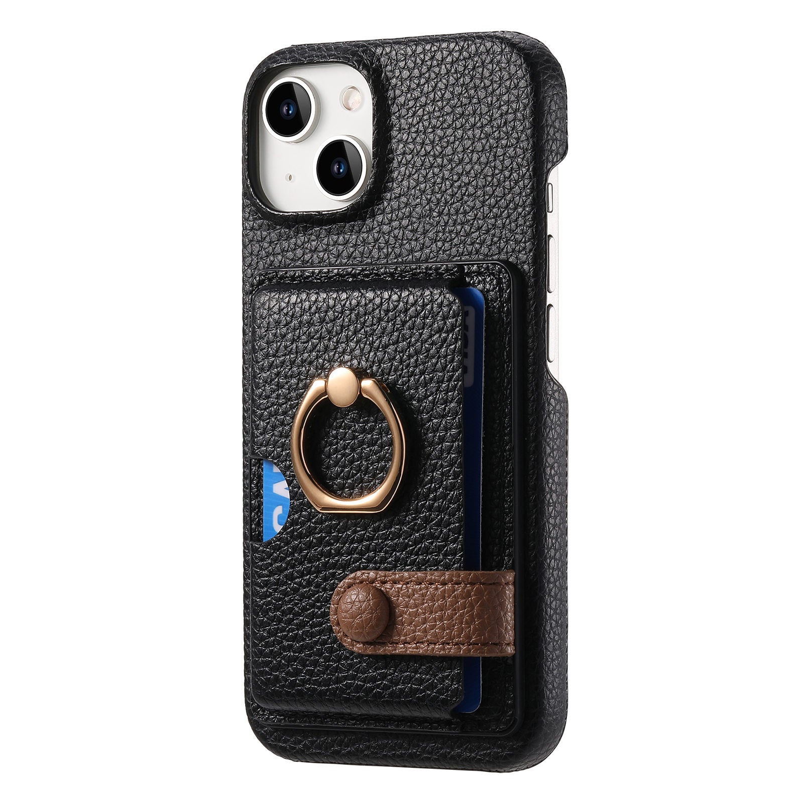 Premium Leather Ring Stand Wallet iPhone Case Card Holder, Magnetic Closure, and Kickstand Support for Hands-Free Convenience