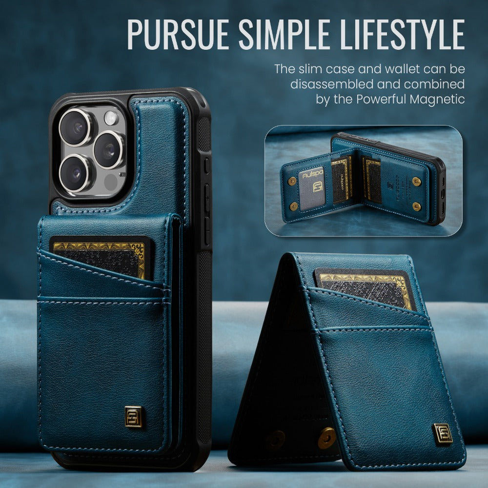 Luxury 2-in-1 Detachable Leather Flip Cover with Card Holder, Wrist Strap and Secure Magnetic Closure for Ultimate Protection