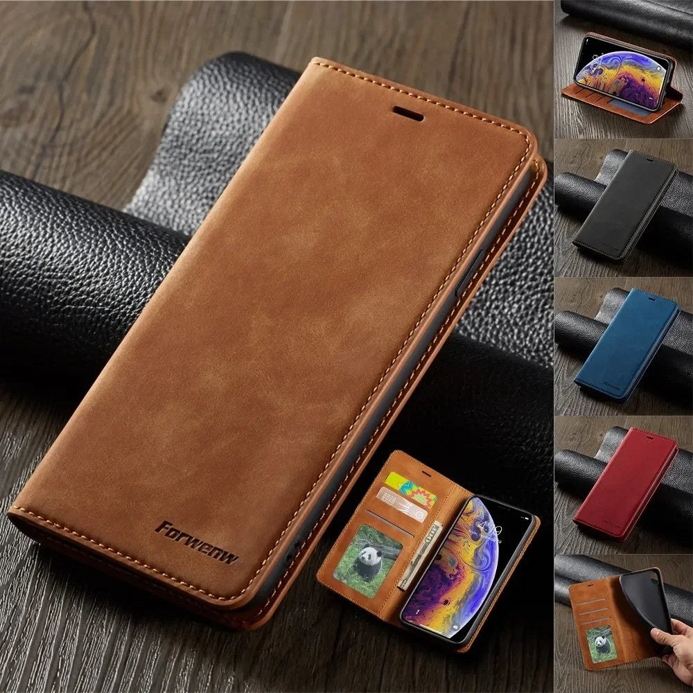 Thin Suede Leather Wallet iPhone Case – Flip Cover with Strong Magnet, Card Holder, and Premium Protection for iPhone Models