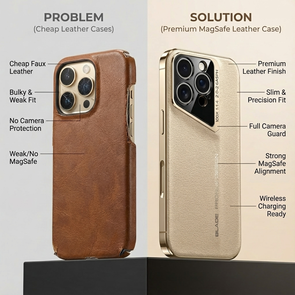 Premium Luxury iPhone Case – Electroplated Leather, Ultra-Thin, Shockproof Hard Protection Durable Cover | Case for iPhone