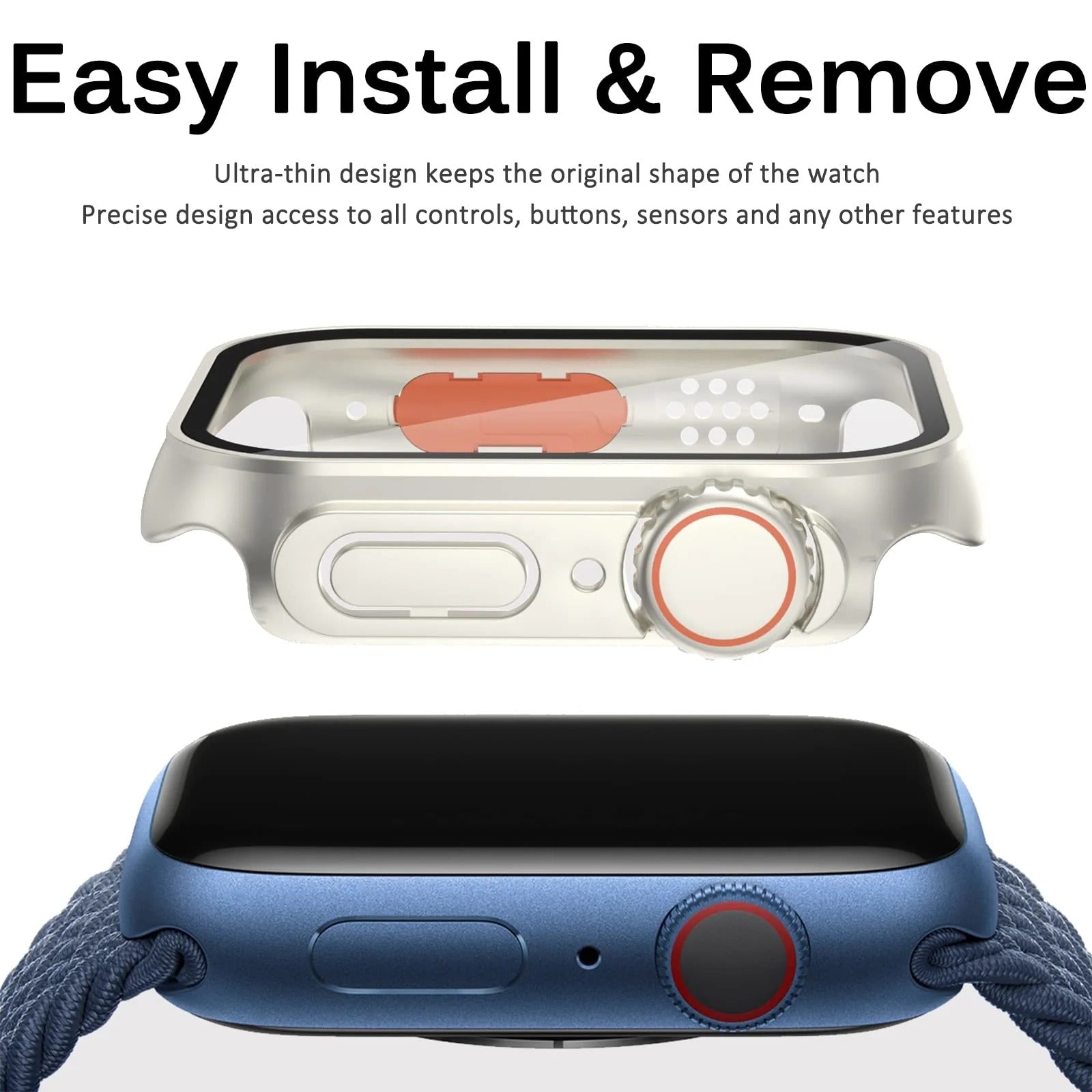 Premium Smartwatch Case with Tempered Glass – Full Cover Shockproof Screen Protector, Ultra-Thin Touch-Sensitive Bumper for 40mm 41mm 44mm 45mm