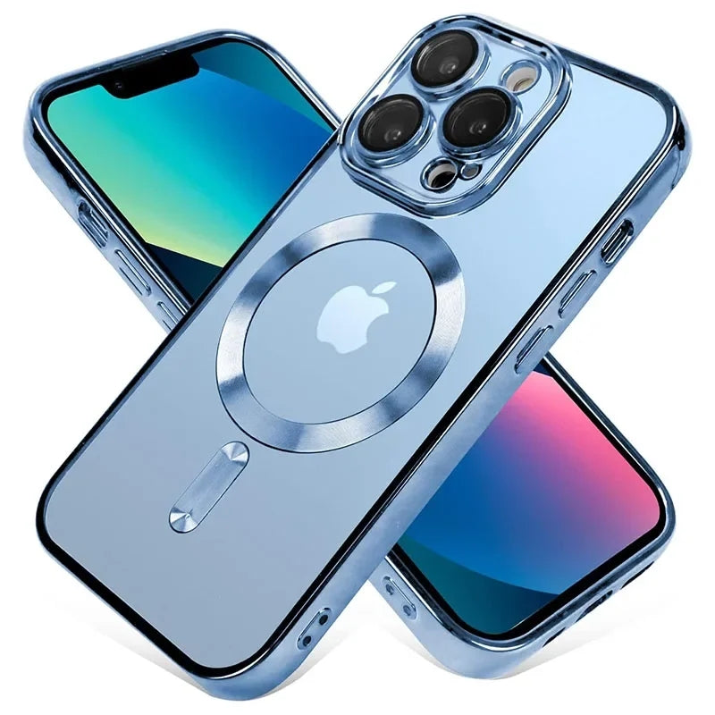 Luxury Magnetic Magsafe Phone Case – Wireless Charging, Transparent Electroplated Shockproof Cover,