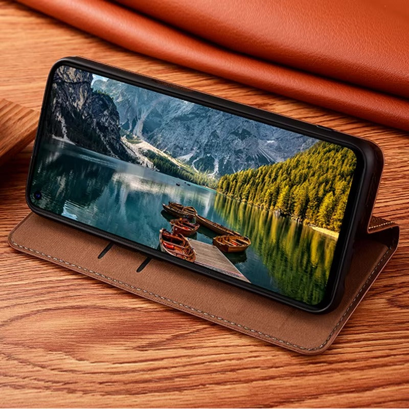 Luxury Nappa Real Leather iPhone Case – Business Wallet Flip Cover, Stylish & Durable Protection | Case for iPhone