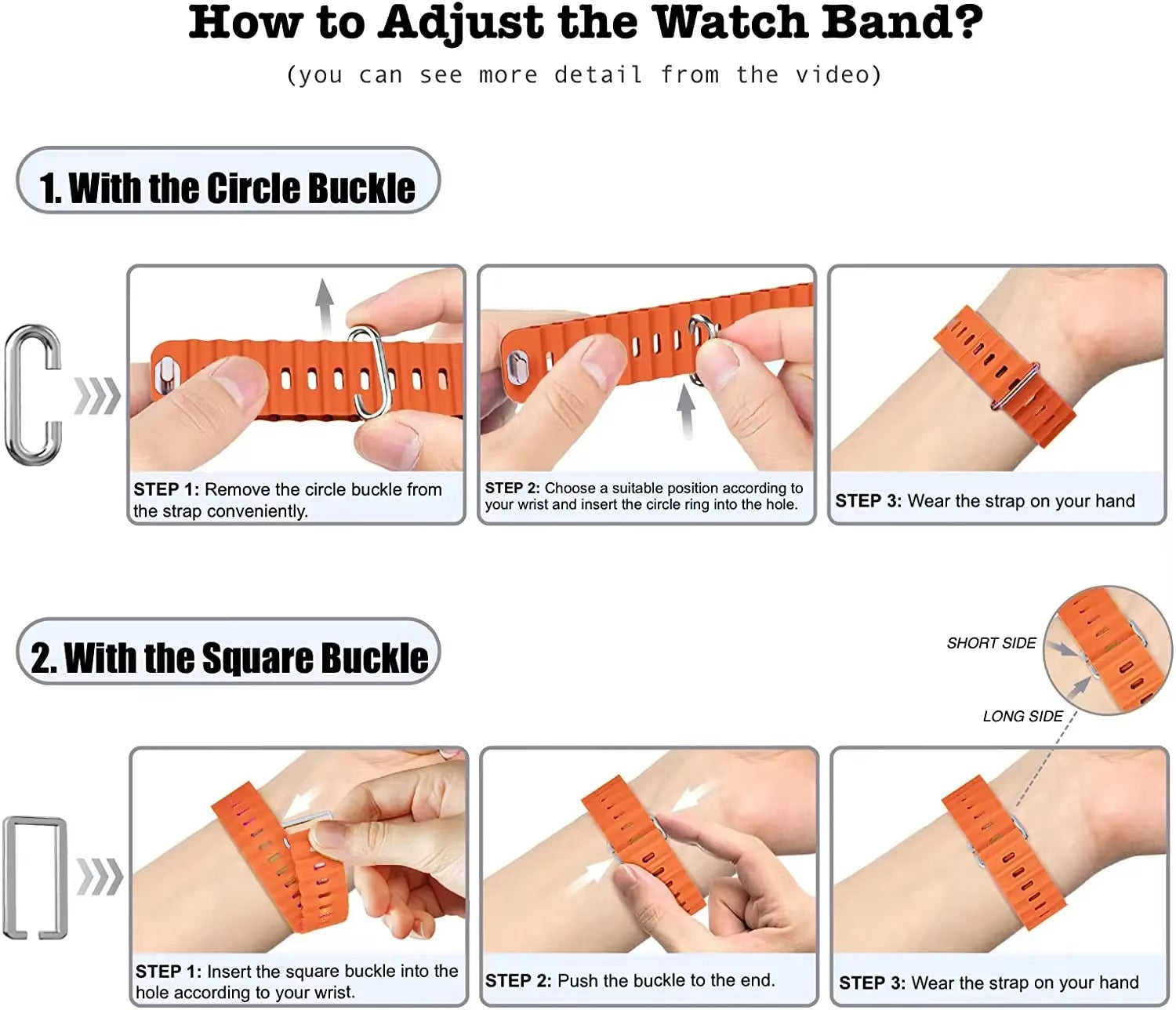 Premium Silicone Dual-Wear Watch Strap – Adjustable Loop Buckle Band, Waterproof, Compatible with Smartwatches 49mm to 38mm
