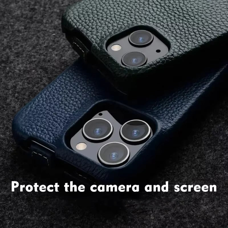 Premium Genuine Leather Flip iPhone Case – 100% Cowhide, Luxury Design, Stylish & Durable Protective Cover | Case for iPhone