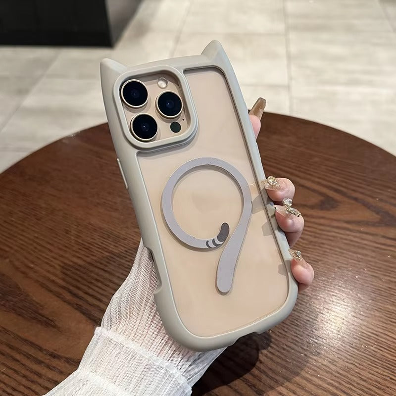 Premium Apple iPhone Case MagSafe Compatible, Camera Lens & Screen Protection, Cover with Cute Cat Ear Bumper Design