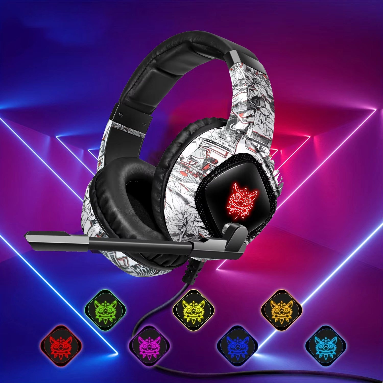 High Quality, Wired Gaming Headset with Microphone Stereo Over-Ear with Clear Sound for Apple Devices and Gaming Consoles