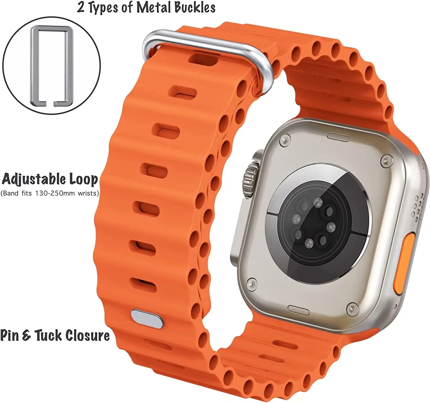 Premium Silicone Dual-Wear Watch Strap – Adjustable Loop Buckle Band, Waterproof, Compatible with Smartwatches 49mm to 38mm