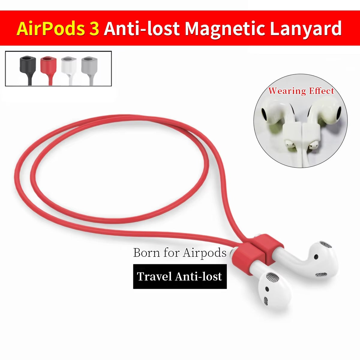 High Quality Magnetic Anti-Lost AirPods Strap – Silicone Neckband Cord for AirPods Pro 3 2 1, Wireless Earbuds Holder with Secure Fit, Lightweight & Durable