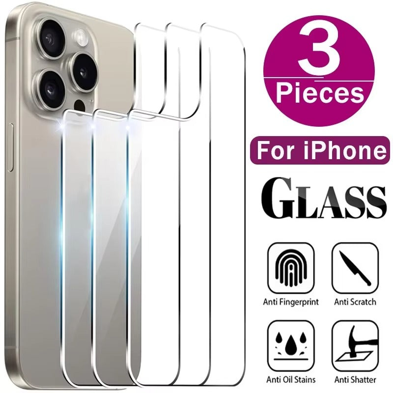 High Quality Rear Tempered Glass Screen Protector – 1/3PCS Back Film Cover for Mobile Phones, Compatible with iPhone Plus