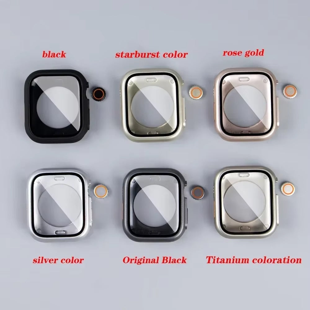 Durable Plastic Smartwatch Case with 360° Tempered Glass Screen Protector – Waterproof Sealing, Full Coverage Bumper, Anti-Fog and Scratch Resistant