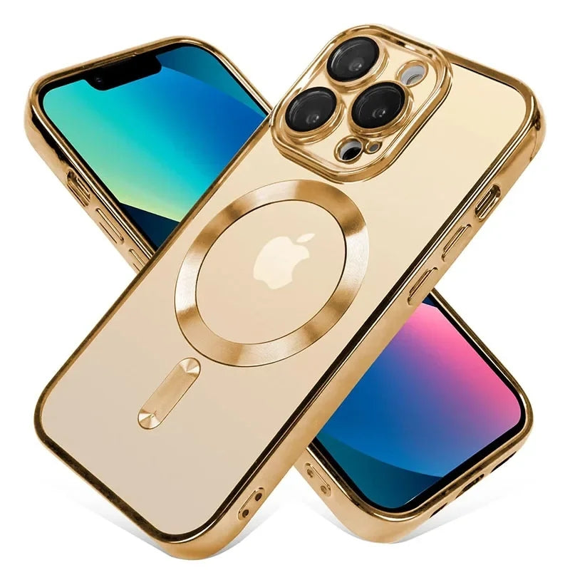 Luxury Magnetic Magsafe Phone Case – Wireless Charging, Transparent Electroplated Shockproof Cover,
