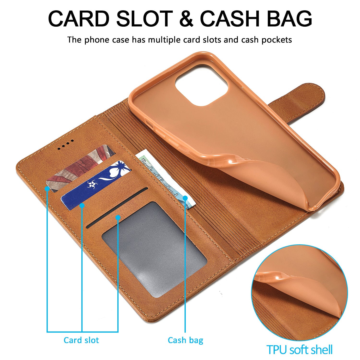 Luxury Leather Wallet iPhone Case – Flip Cover with Card Slot, Magnetic Closure, and Premium Protection for iPhone Models