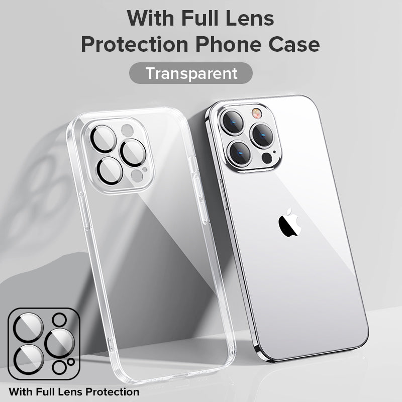 High-Quality Plating Transparent iPhone Case - Soft Silicone Shockproof Cover with Lens Protector Case for iPhone