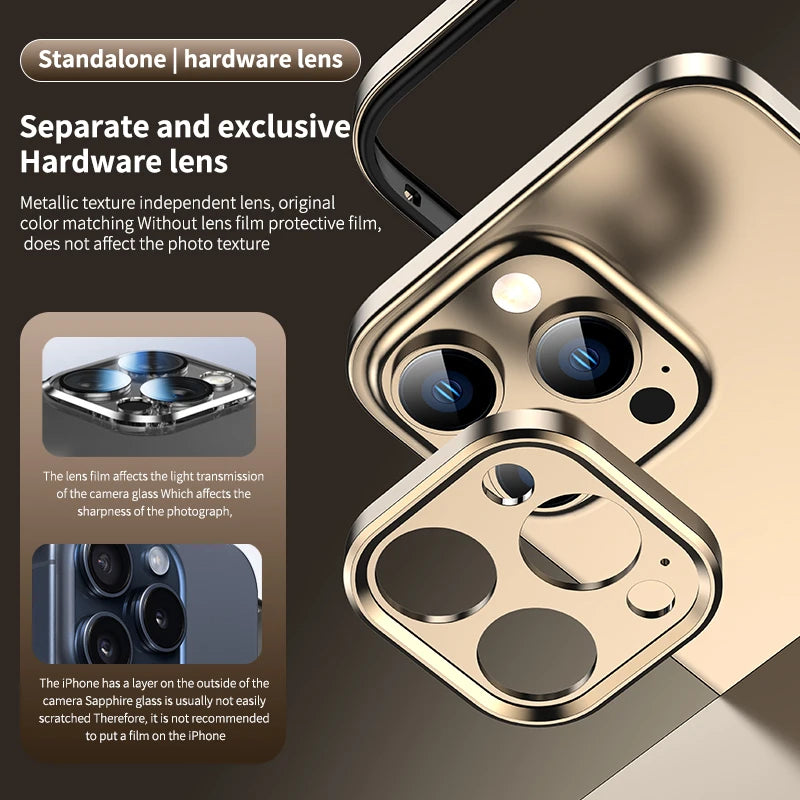 Luxury Hybrid Metal iPhone Case - Camera Protection, Silicone Frame, Aluminum Heat-Dissipating Bumper, | Case for iPhone