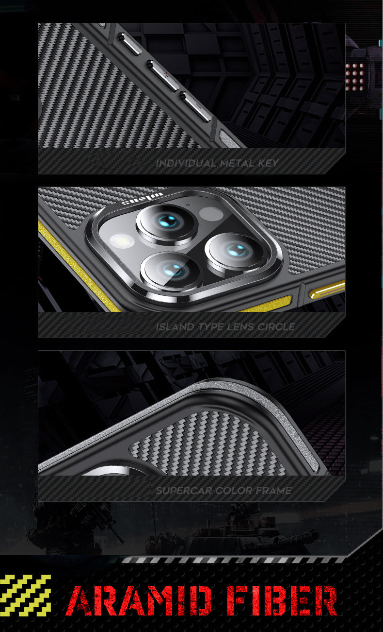 Premium 100% Aramid Fiber Kevlar iPhone Case – 600D Lightweight Compatible Ultra-Thin Protective Cover for iPhone Models