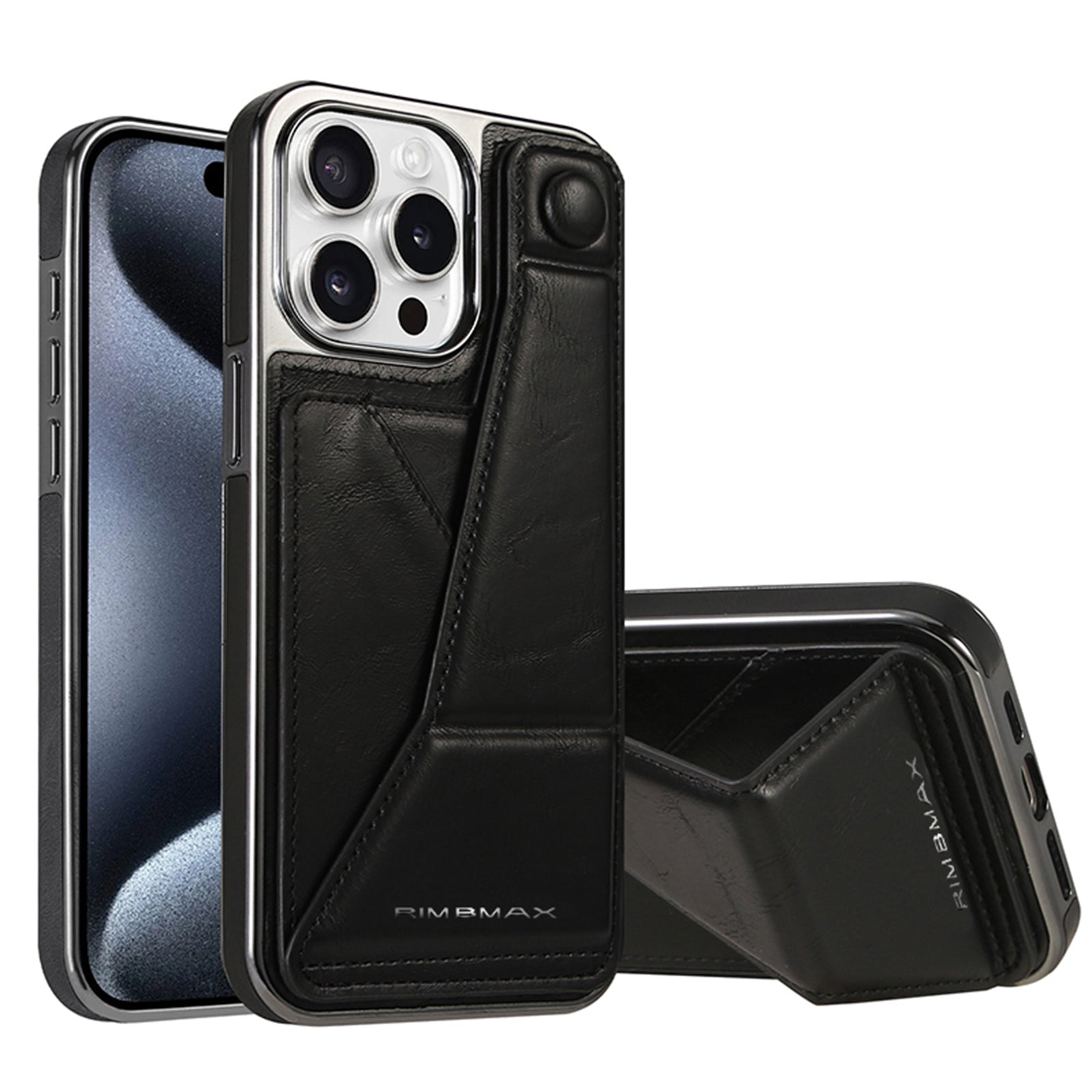 Luxury Electroplated Leather iPhone Case – Stand Card Holder, Premium Anti-Fall Protection, Stylish Design, and Durable Cover for Ultimate Convenience