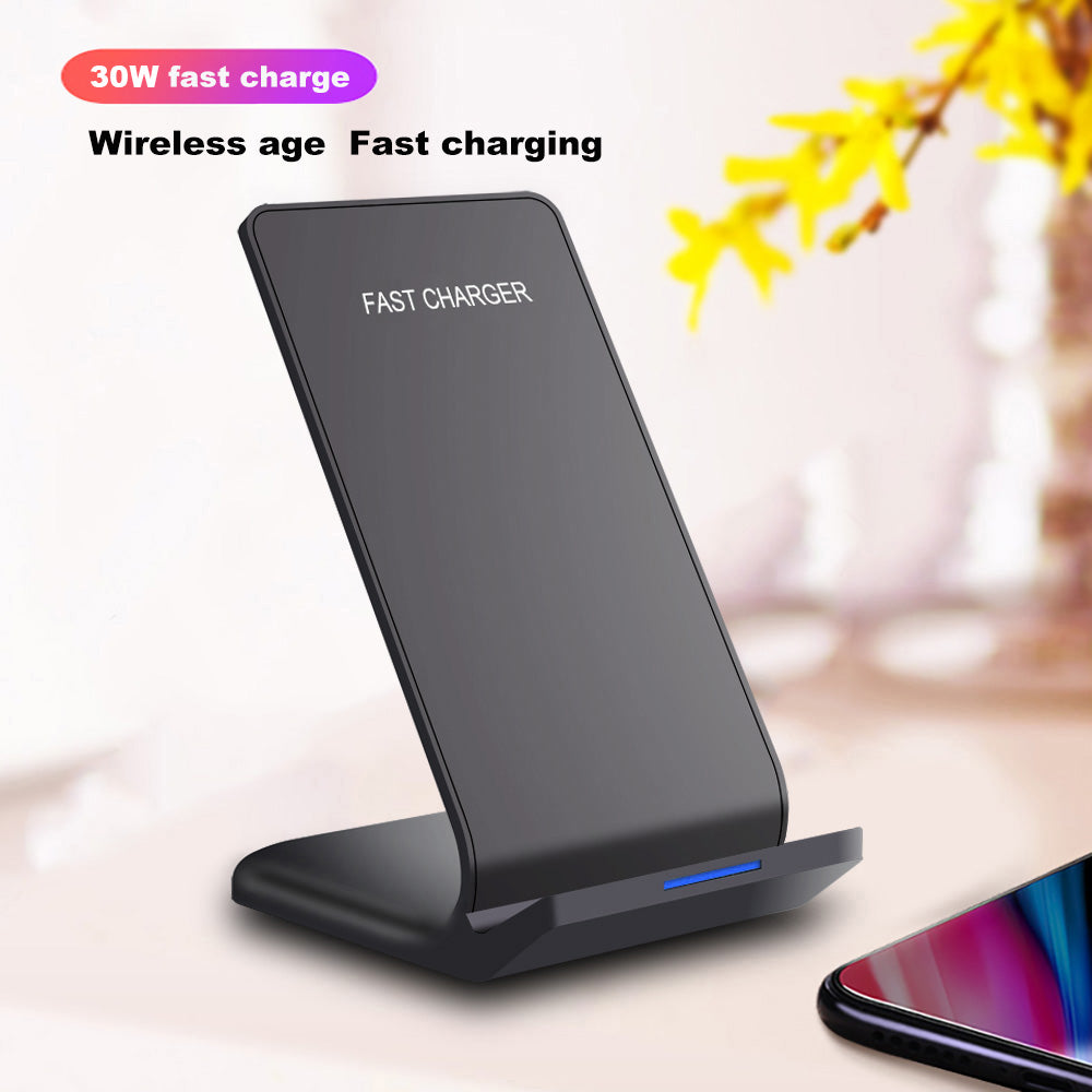 Premium 100W Wireless Charger Stand Fast Charging Station Pad for Apple iPhone, iOS, Android Smartphones – Type-C, Qi Dock, Dual Coil, Safety Features