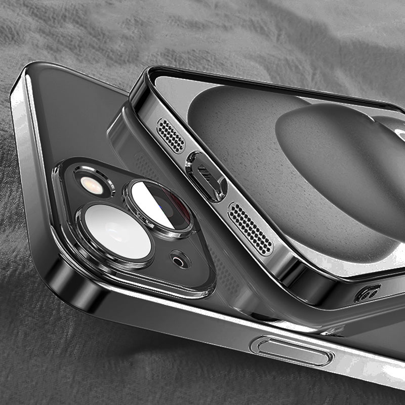 Luxury Transparent TPU iPhone Case – Ultra Thin, Plating Design, Soft Shockproof Cover, HD Lens Protection,
