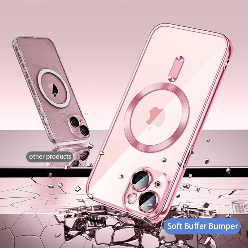 Luxury Magnetic Magsafe Phone Case – Wireless Charging, Transparent Electroplated Shockproof Cover,