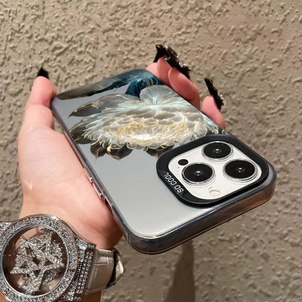 Luxury Apple iPhone Case, MagSafe Compatible, Camera Lens and Screen Protection, Ultra Thin, Shockproof, Magnetic, Full All Around Protection, Lotus Flower Plated Armor Cover