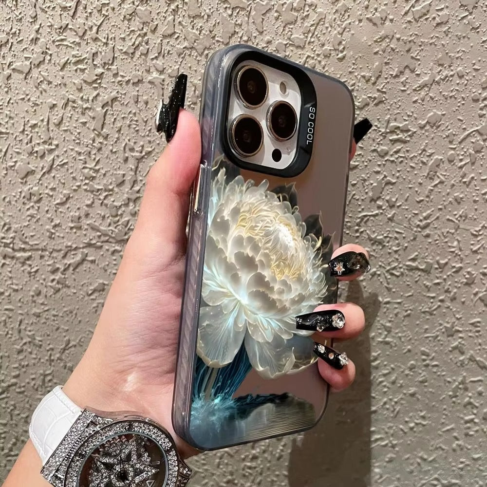 Luxury Apple iPhone Case, MagSafe Compatible, Camera Lens and Screen Protection, Ultra Thin, Shockproof, Magnetic, Full All Around Protection, Lotus Flower Plated Armor Cover