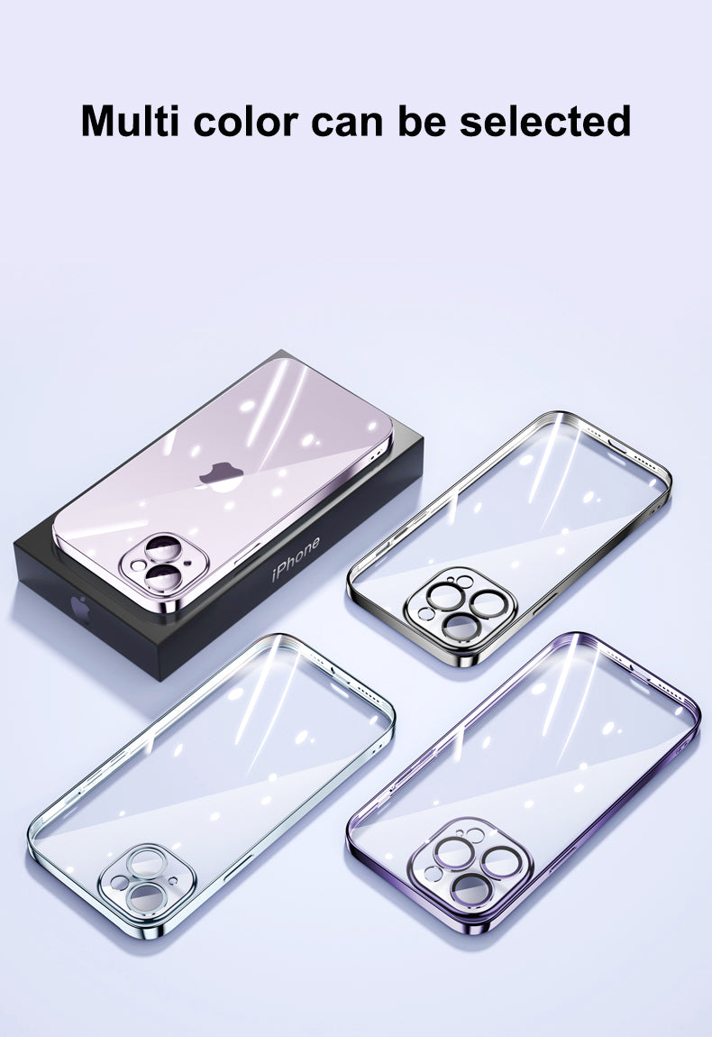 Luxury Plating Transparent Silicone Case – High Quality, Shockproof, Ultra Slim, HD Lens Protection, Durable Soft Cover,