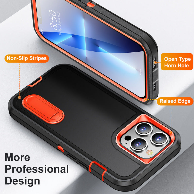 Hybrid Military-Grade Defender iPhone Case – Kickstand Full-Body Protection Cover for iPhone Models, Rugged and Shockproof