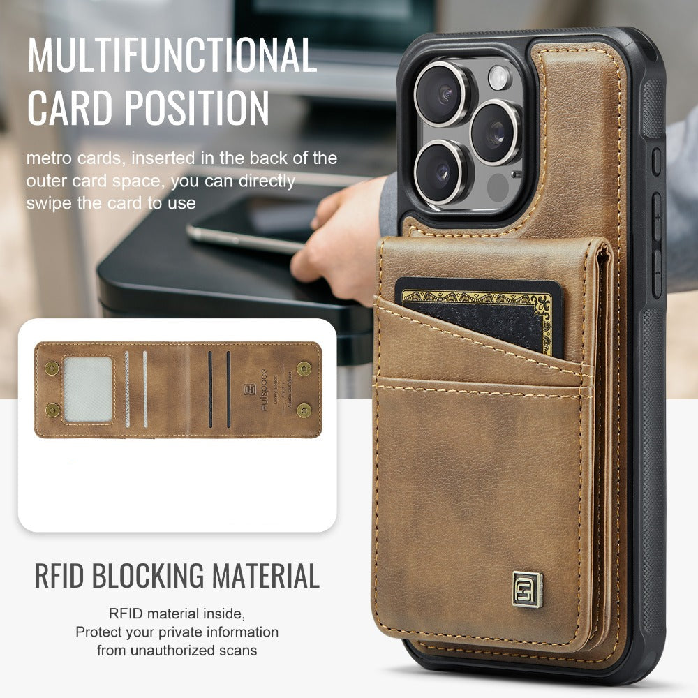 Luxury 2-in-1 Detachable Leather Flip Cover with Card Holder, Wrist Strap and Secure Magnetic Closure for Ultimate Protection