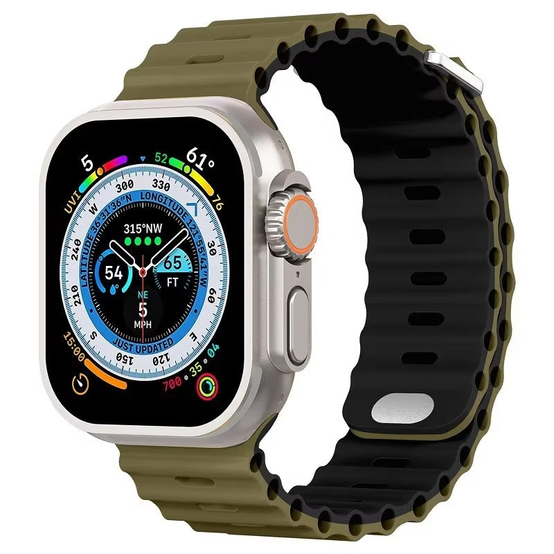 Premium Silicone Dual-Wear Watch Strap – Adjustable Loop Buckle Band, Waterproof, Compatible with Smartwatches 49mm to 38mm