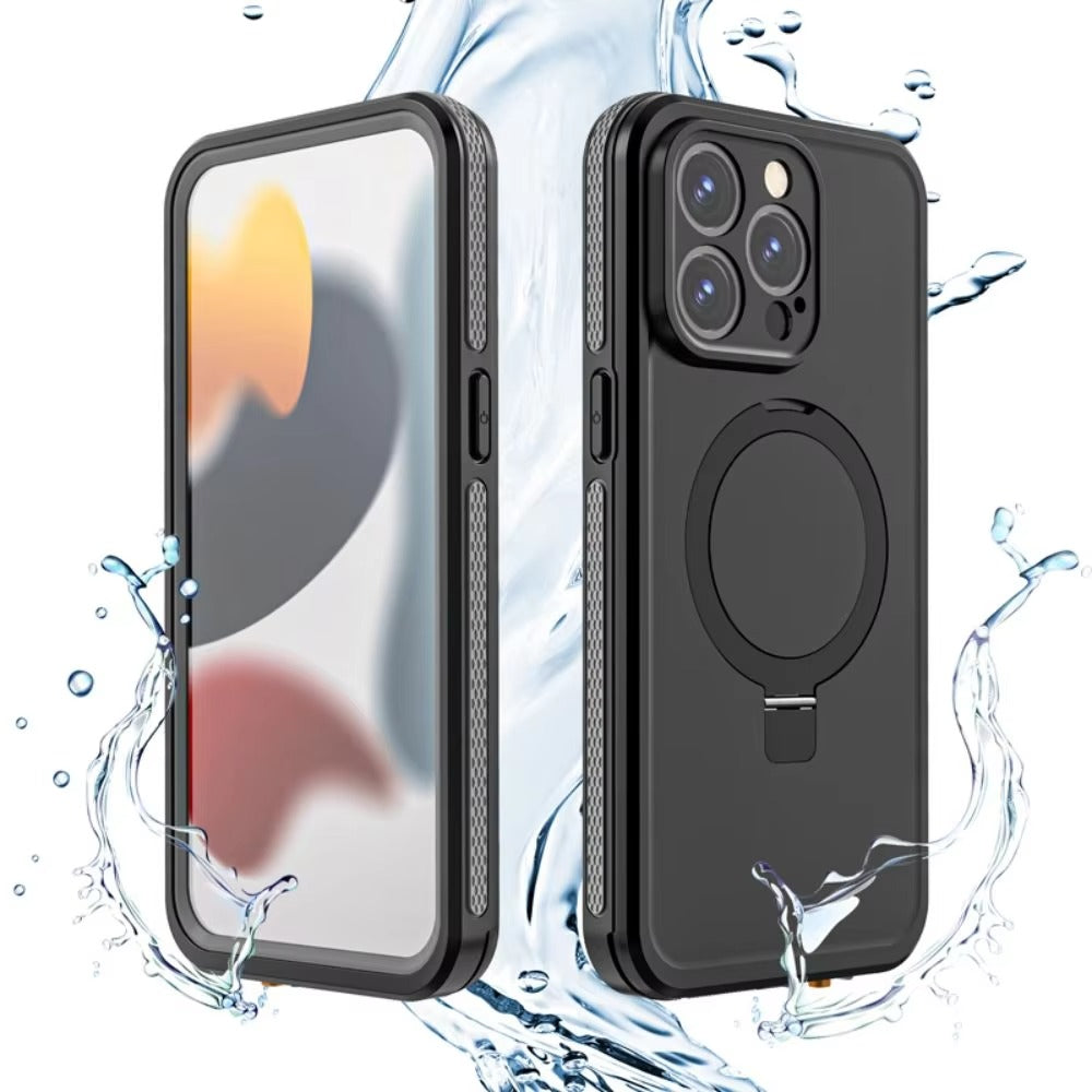 Robust Apple iPhone Case MagSafe Compatible, Camera Lens & Screen Protection, Cover with IP68 Waterproof Stand Design
