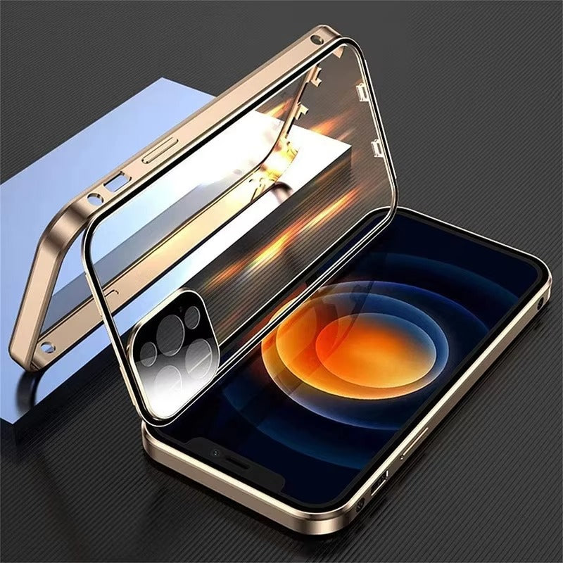 Luxury Apple iPhone Case MagSafe Compatible, Camera Lens & Screen Protection, Cover with Double-Sided Glass Design