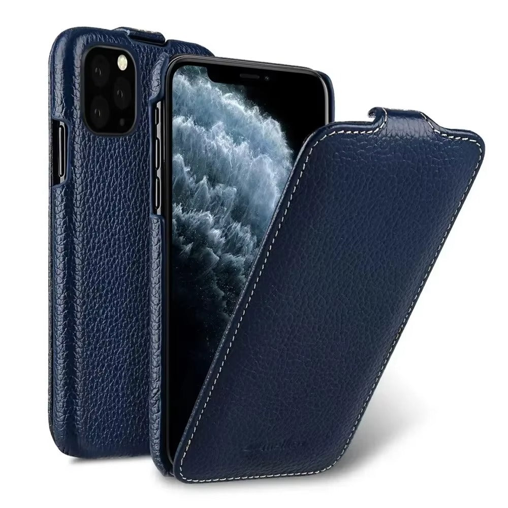 Premium Genuine Leather Flip iPhone Case – 100% Cowhide, Luxury Design, Stylish & Durable Protective Cover | Case for iPhone