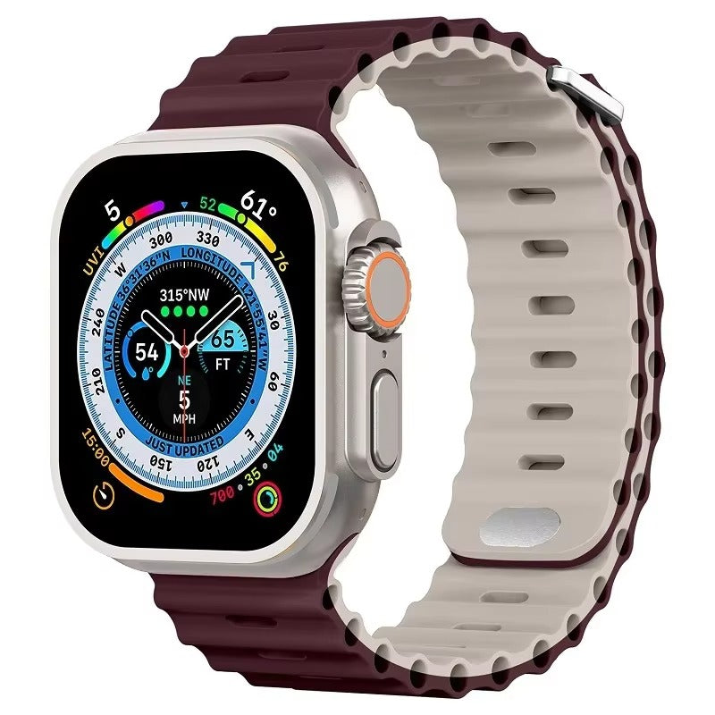 Premium Silicone Dual-Wear Watch Strap – Adjustable Loop Buckle Band, Waterproof, Compatible with Smartwatches 49mm to 38mm