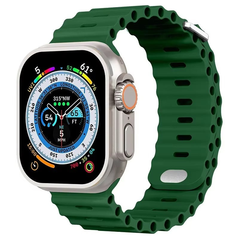 Premium Silicone Dual-Wear Watch Strap – Adjustable Loop Buckle Band, Waterproof, Compatible with Smartwatches 49mm to 38mm