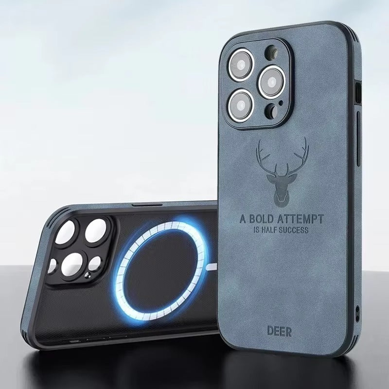 Luxury Vintage Lambskin PU Leather MagSafe iPhone Case – Wireless Charging, Full Protection, Stylish & Durable Cover