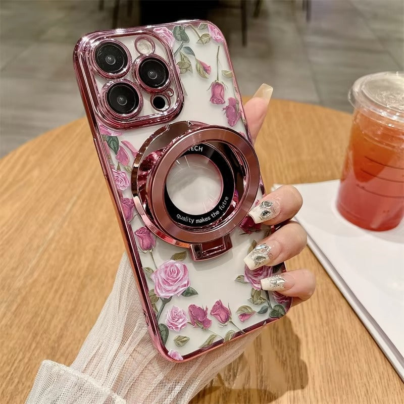 Premium Apple iPhone Case, MagSafe Compatible, Camera Lens and Screen Protection, Ultra Thin, Shockproof, Magnetic, Full All Around Protection, CD Flower Holder Cover