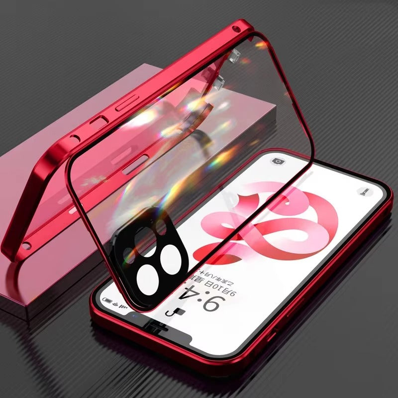 Luxury Apple iPhone Case MagSafe Compatible, Camera Lens & Screen Protection, Cover with Double-Sided Glass Design